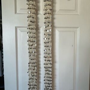 RARE Vintage Free People Cream and Silver Metal Sequin Knitted Scarf